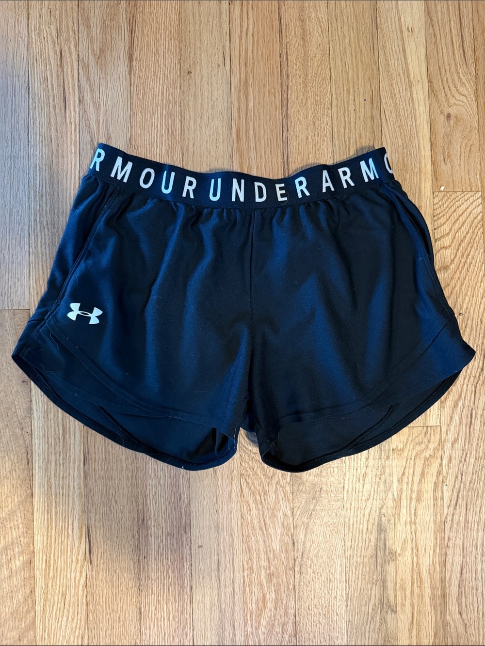 Under Armour Women's Black Athletic Shorts with Logo Waistband